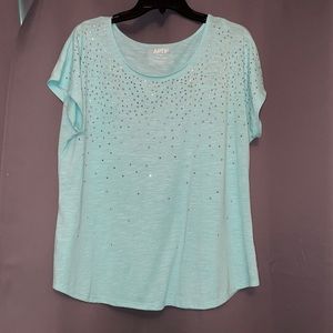 Light green petite xl sequin top